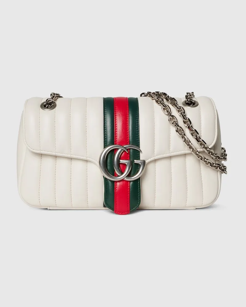 Gucci Jetset GG Marmont Mittelgroße Schultertasche Weiß