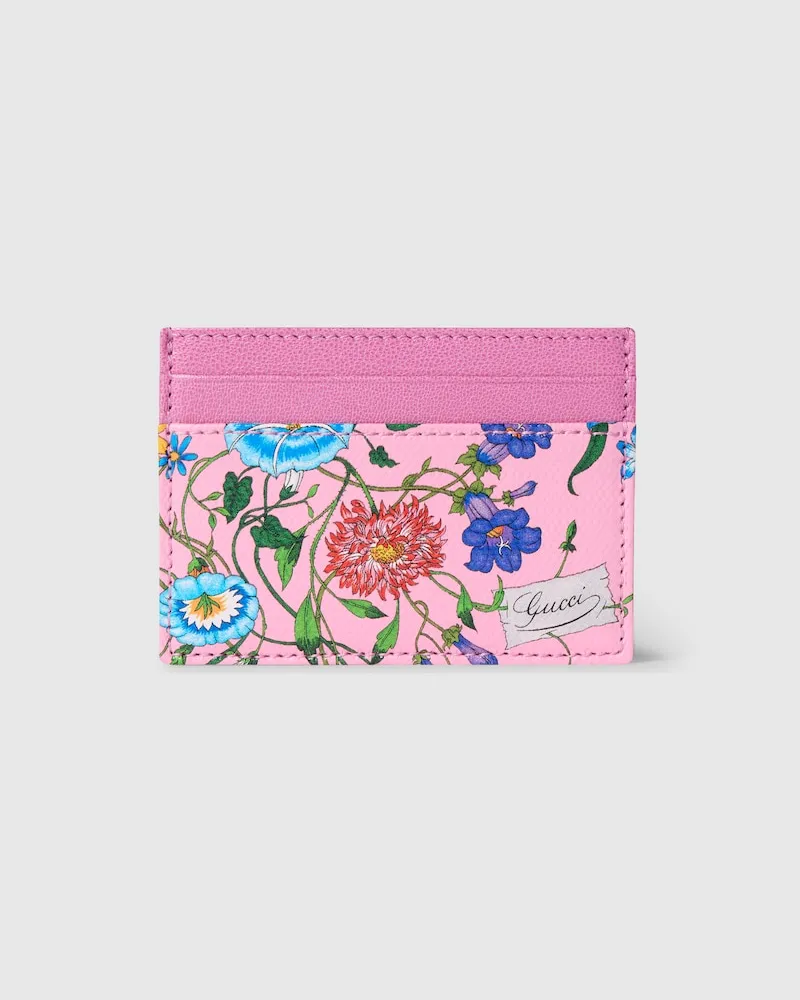 Gucci Kartenetui mit Flora-Motiv Beige