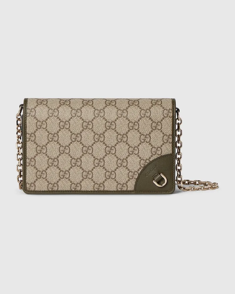 Gucci GG Emblem Brieftasche Mit Kettenriemen Beige