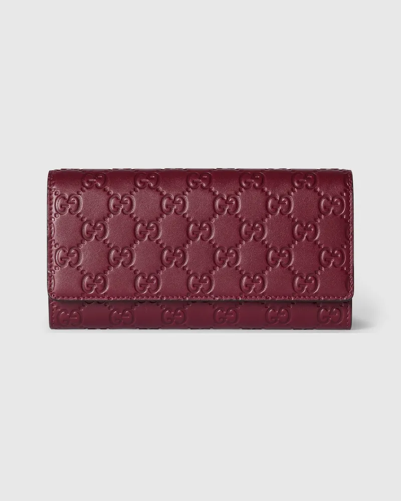 Gucci GG Emblem Continental Brieftasche Bordeauxrot