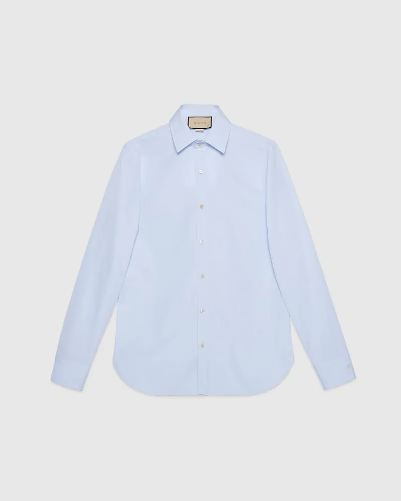 Gucci Hemd aus Baumwollpopeline Mit Doppel G, Größe Blau