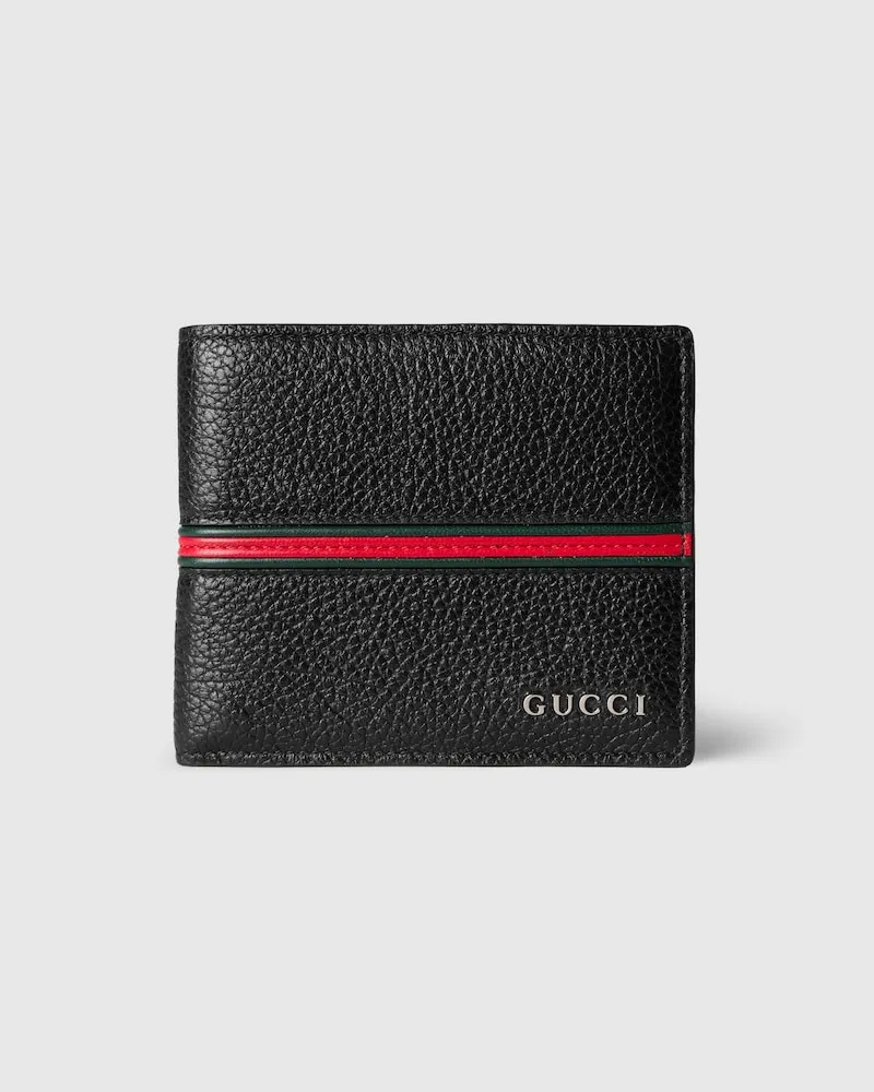 Gucci Faltbrieftasche mit Web Schwarz