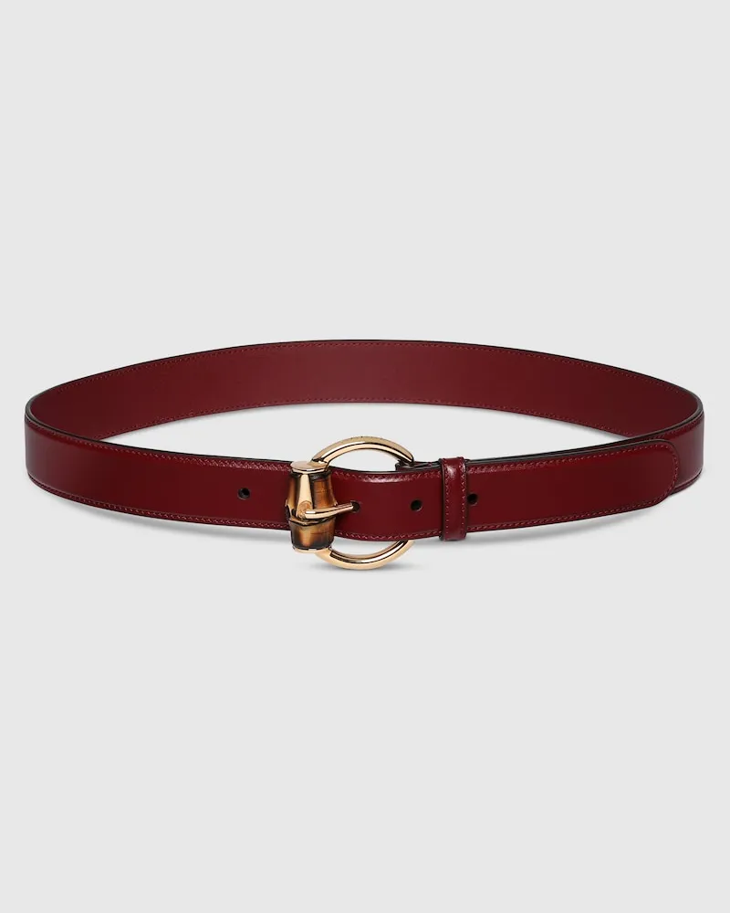 Gucci Gürtel Mit Bambusdetail-Schnalle, Größe 95 Bordeauxrot