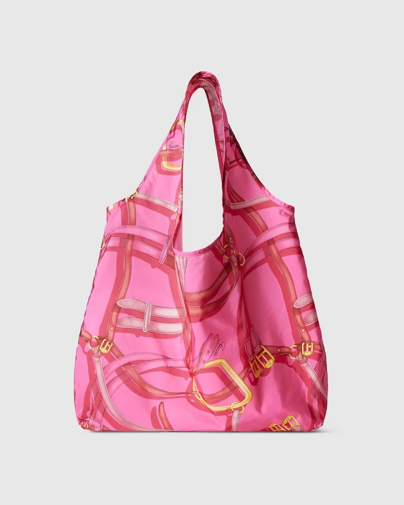 Gucci Großer, Faltbarer Bedruckter Shopper Pink