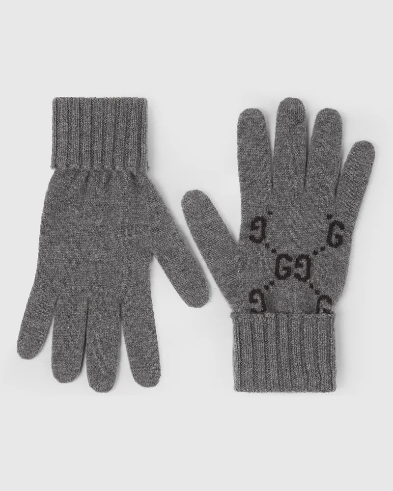 Gucci Handschuhe aus GG Kaschmir, Größe Grau