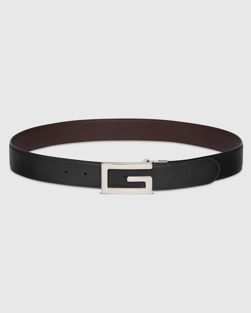 Gucci Wendbarer Gürtel Mit Square G Schnalle, Größe 95 Schwarz