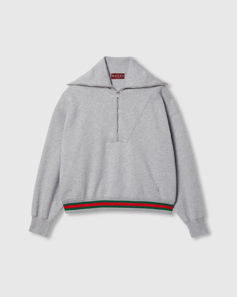Gucci Sweatshirt aus Baumwolljersey Mit Web, Größe Grau