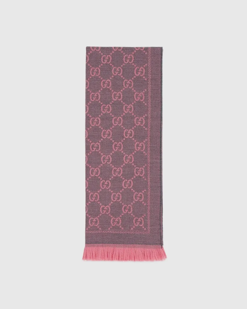 Gucci Schal aus Wolle Mit GG Motiv Pink