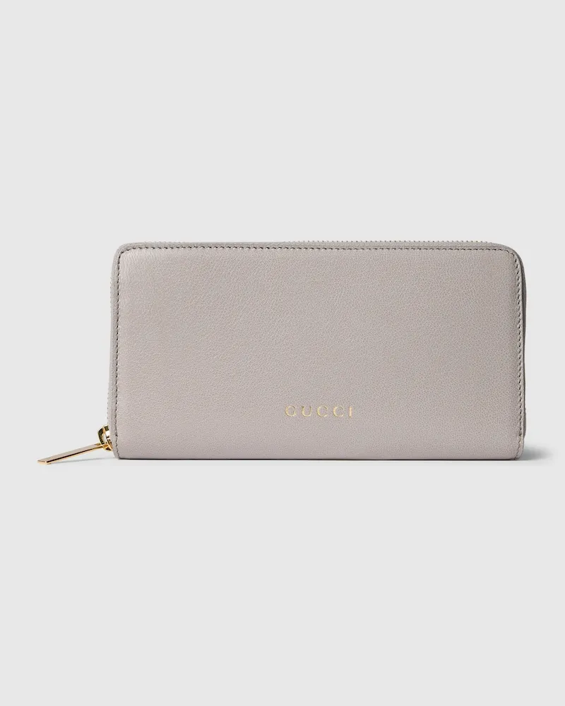 Gucci Brieftasche mit Rundumreißverschluss Und Schriftzug Grau