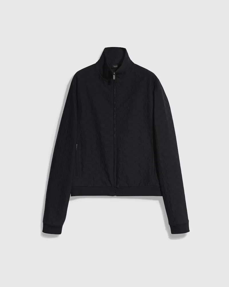 Gucci Jacke aus GG Jerseyjacquard mit Reißverschluss, Größe Schwarz