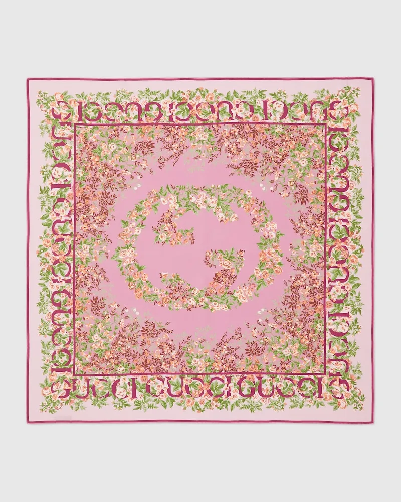 Gucci Vierecktuch aus Seidentwill Mit Print Pink