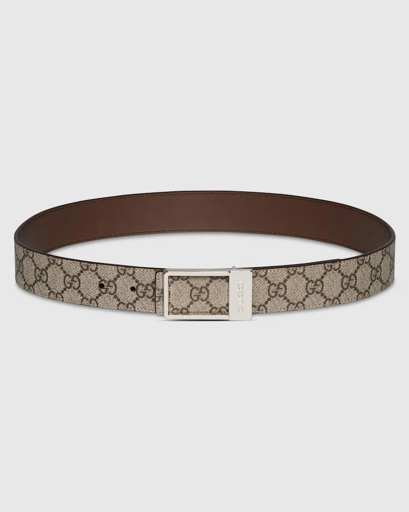 Gucci Wendbarer Gürtel mit Rechteckiger Schnalle Beige