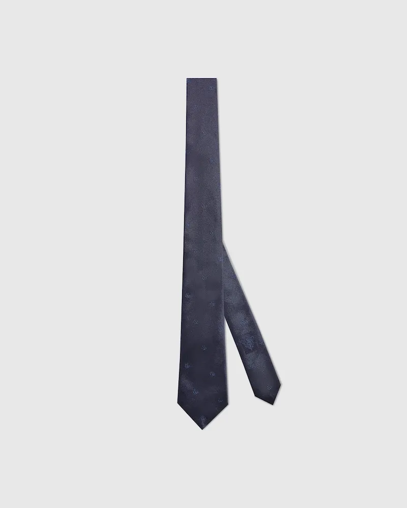 Gucci Krawatte aus Seidenjacquard mit Doppel G Blau