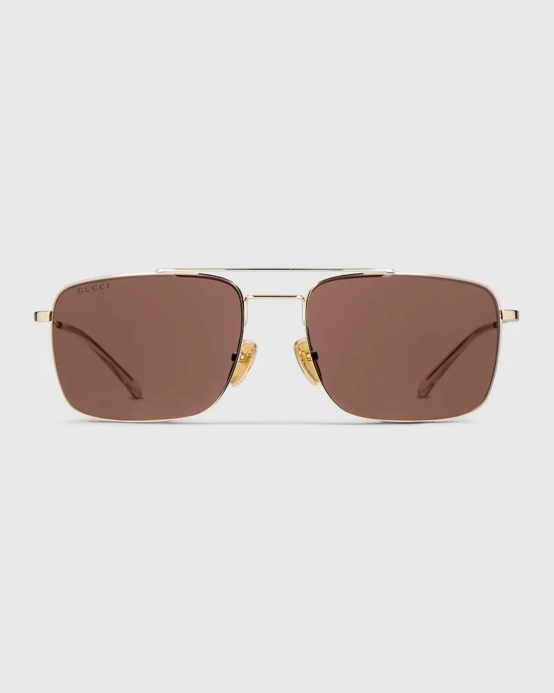 Gucci Sonnenbrille mit Spezieller Navigator-Form Und Tief Sitzendem Nasensteg Gold
