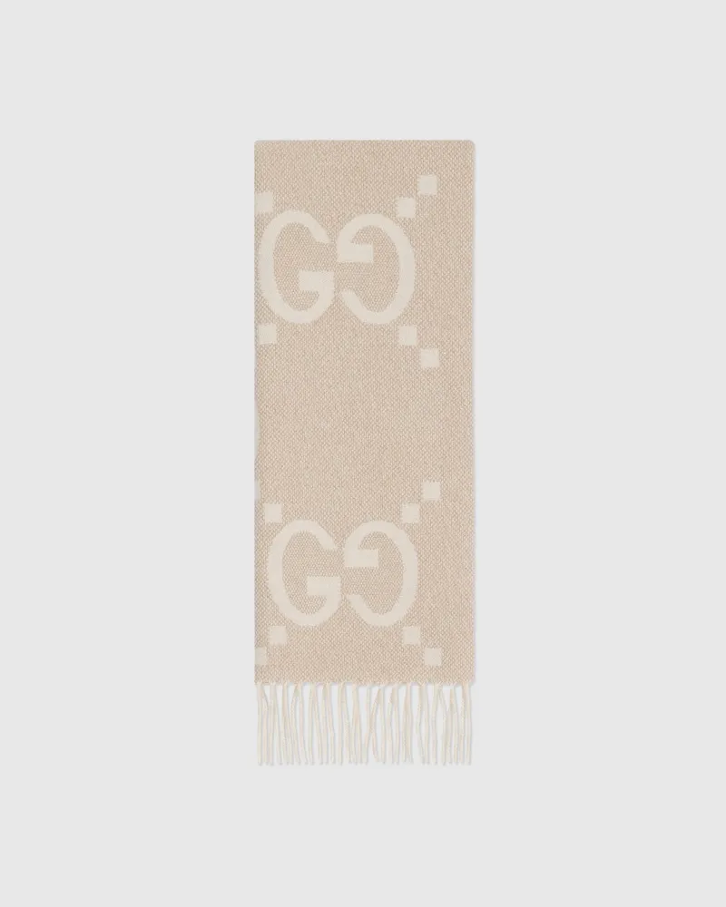Gucci Schal aus Lamé-Kaschmirjacquard Mit GG Weiß