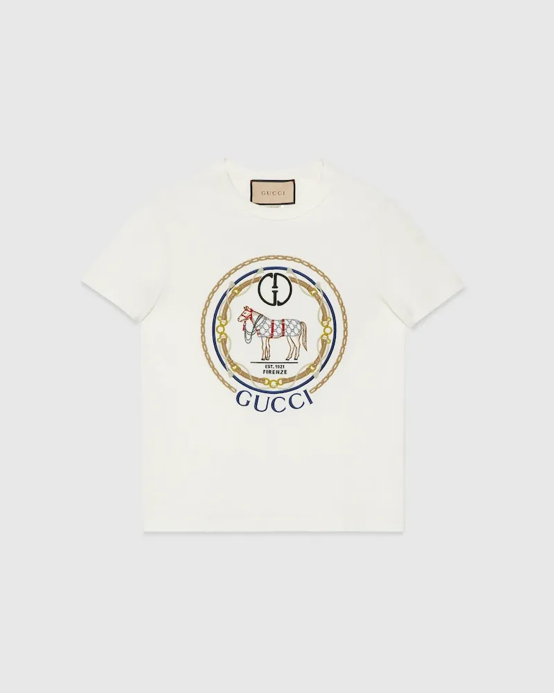Gucci T-Shirt aus Baumwolljersey Mit GG, Größe Weiß