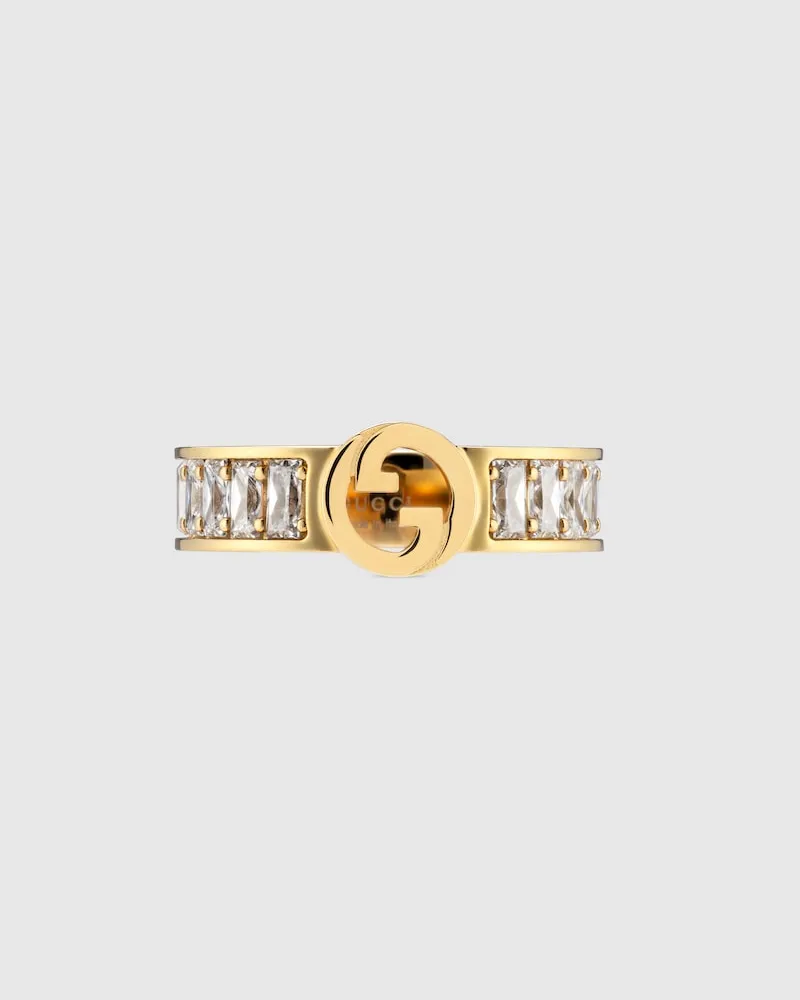 Gucci Breiter Blondie Ring Mit Kristallen, Größe Undefined