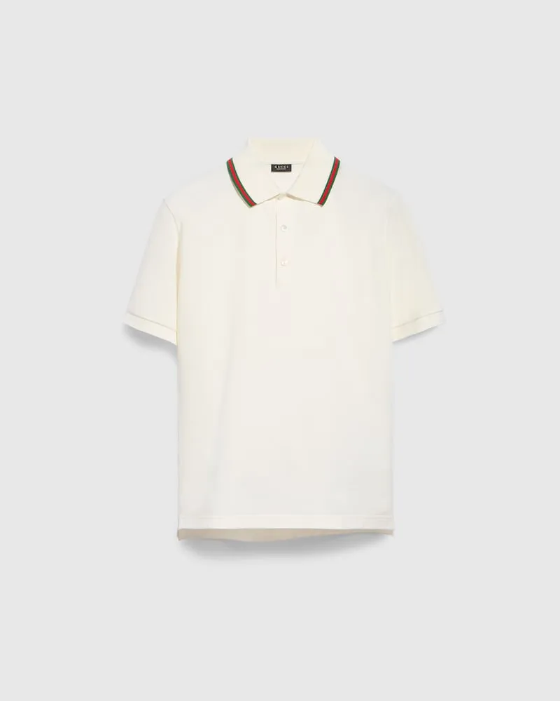 Gucci Poloshirt aus Baumwoll-Jersey-Piqué, Größe Weiß
