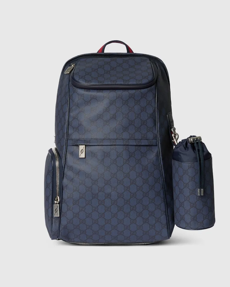 Gucci Mittelgroßer Rucksack Mit Web-Detail Blau