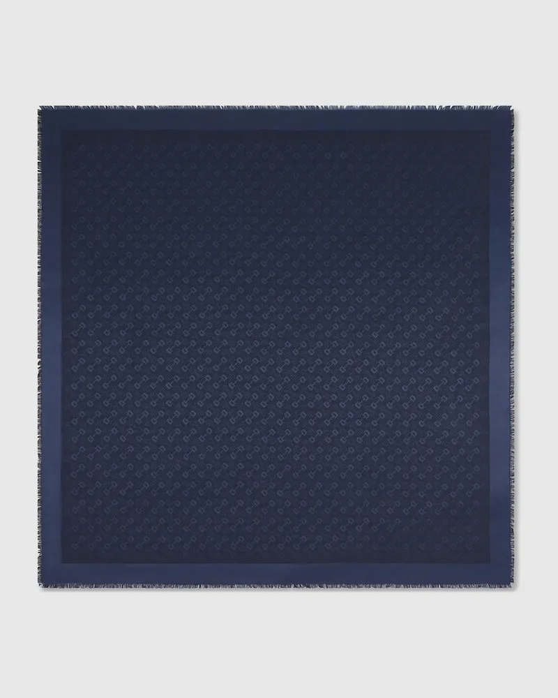 Gucci Halstuch aus Seiden- Und Wolljacquard Mit Horsebit Blau