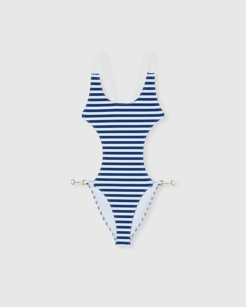 Gucci Badeanzug aus Stretch-Jersey Mit Print, Größe Blau
