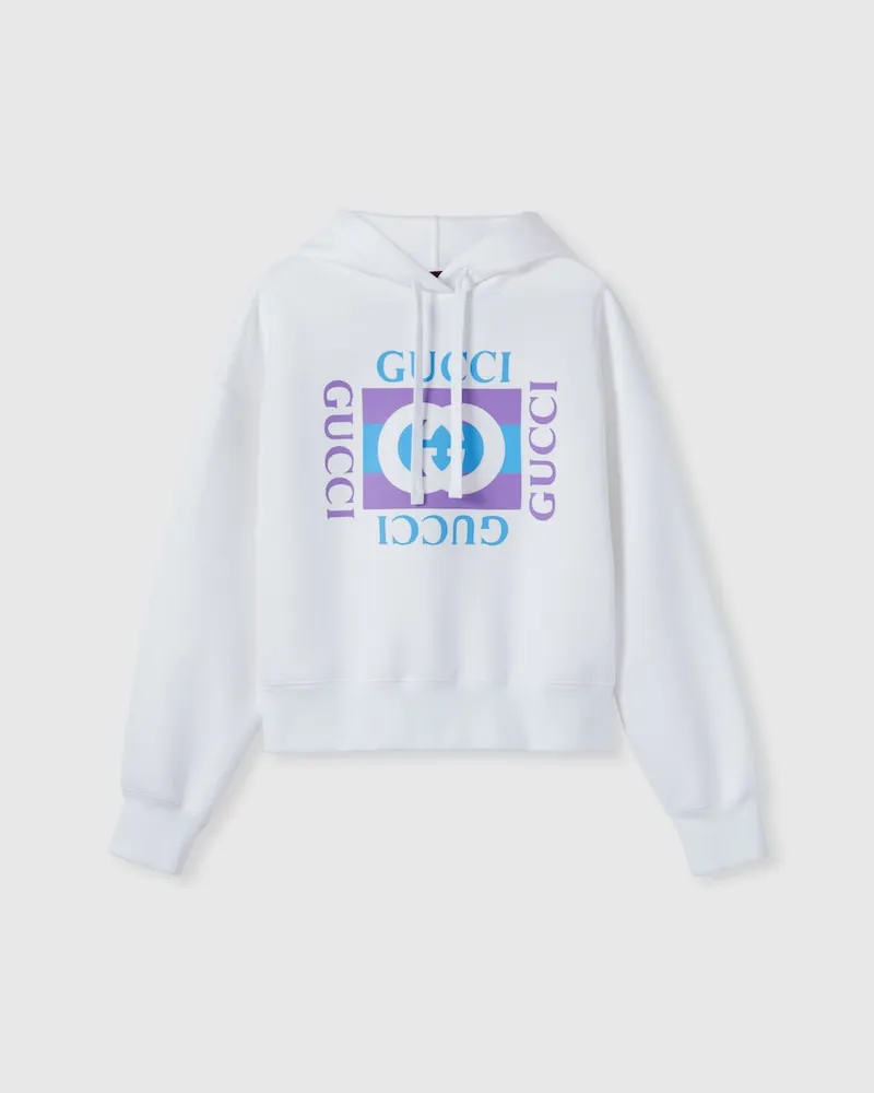 Gucci Sweatshirt aus Baumwolle Mit Kapuze Und Print, Größe Weiß