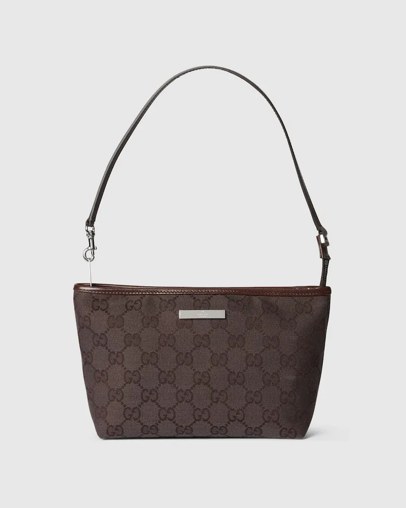 Gucci Kleine Pouch mit Riemen Und Plakette Beige