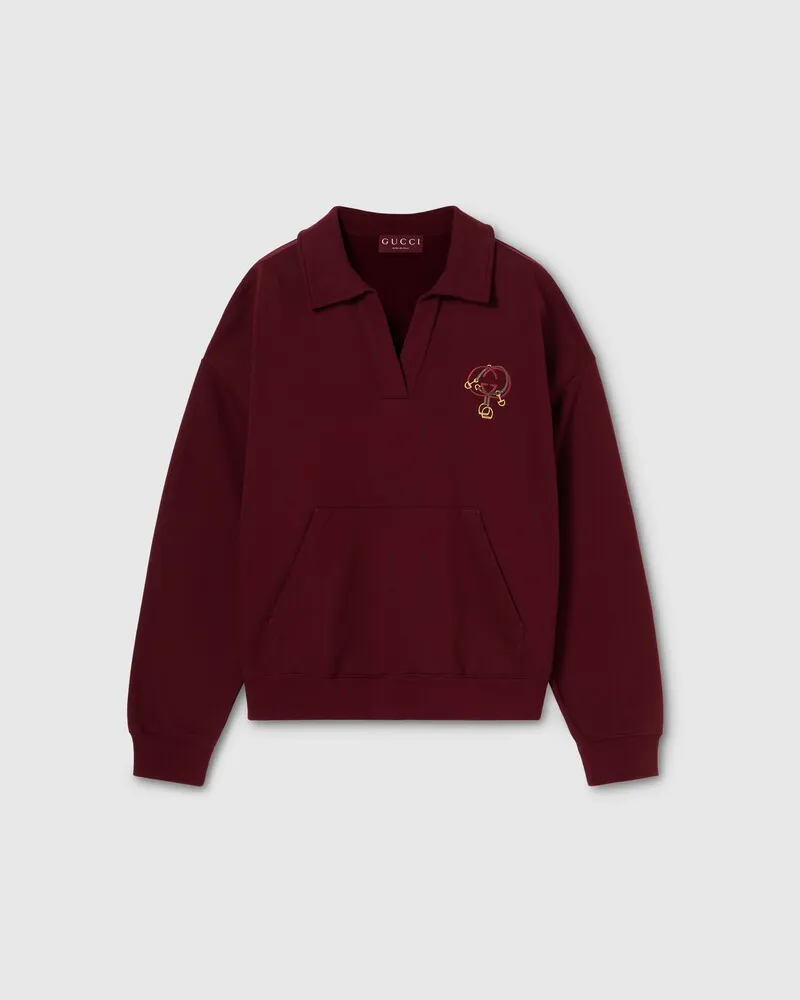 Gucci Sweat-shirt En Jersey De Coton Avec Broderie, Taille Bordeaux