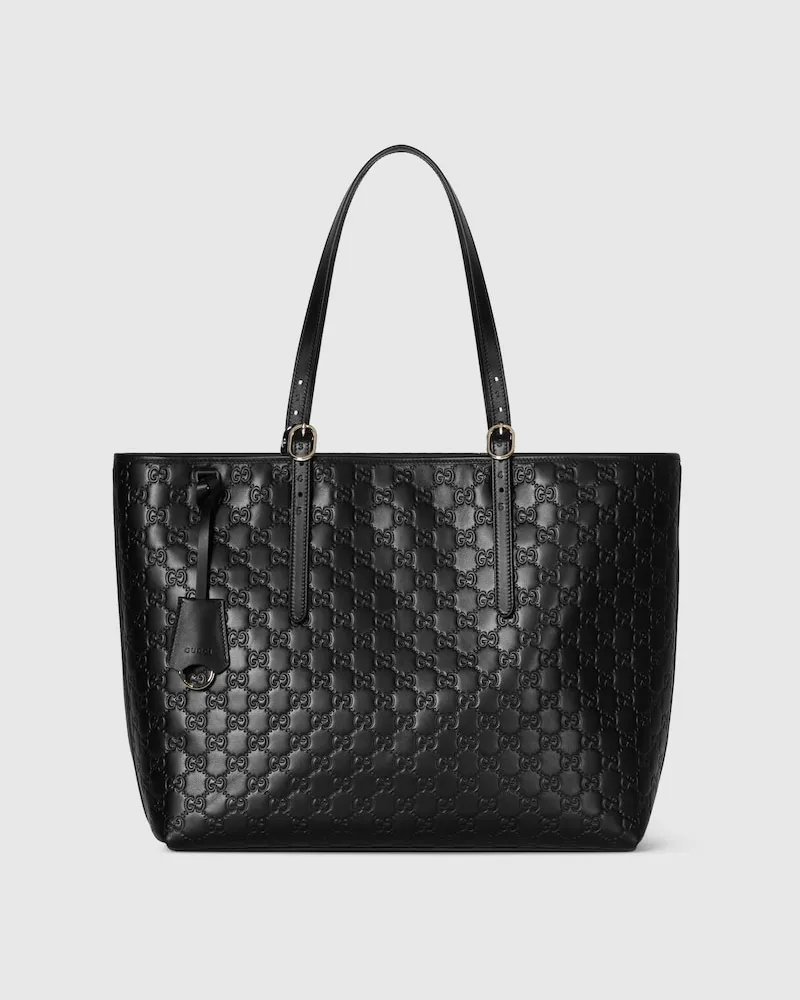 Gucci Großer GG Emblem Shopper Schwarz