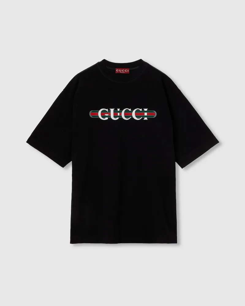 Gucci T-Shirt aus Baumwolljersey Mit Print, Größe Schwarz