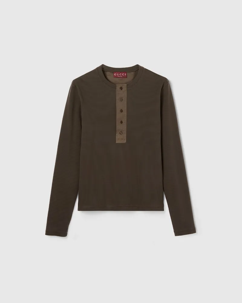 Gucci T-Shirt aus Gerippter Baumwolle Mit Stickerei, Größe Braun