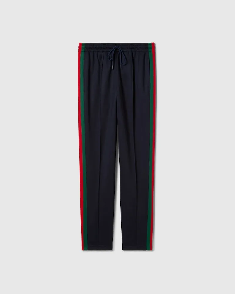 Gucci Sporthose aus Technischem Jersey Mit Web, Größe Blau