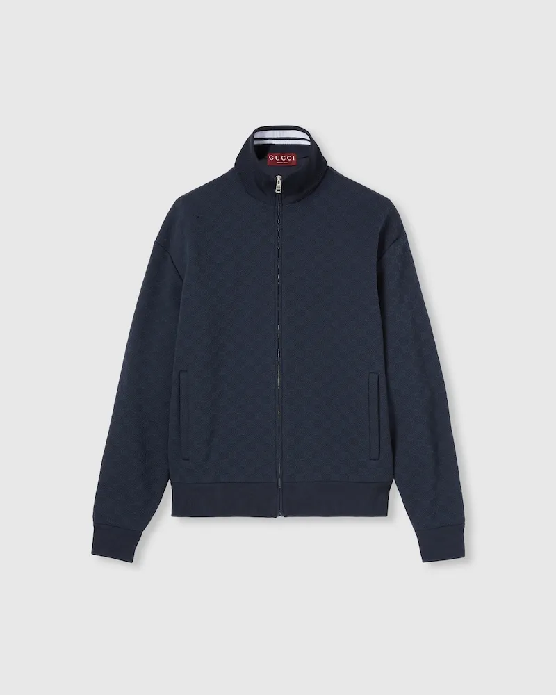 Gucci Jacke aus Technischem GG Jersey Mit Reißverschluss, Größe Blau