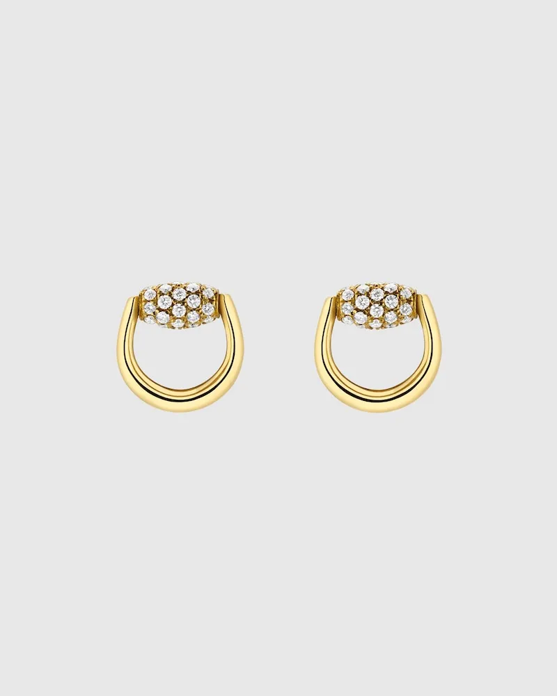 Gucci Horsebit Diamant Ohrstecker 18k Gold Gelbgold