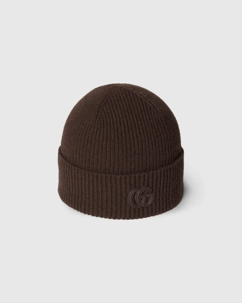 Gucci Mütze aus Kaschmir Mit Patch, Größe Braun