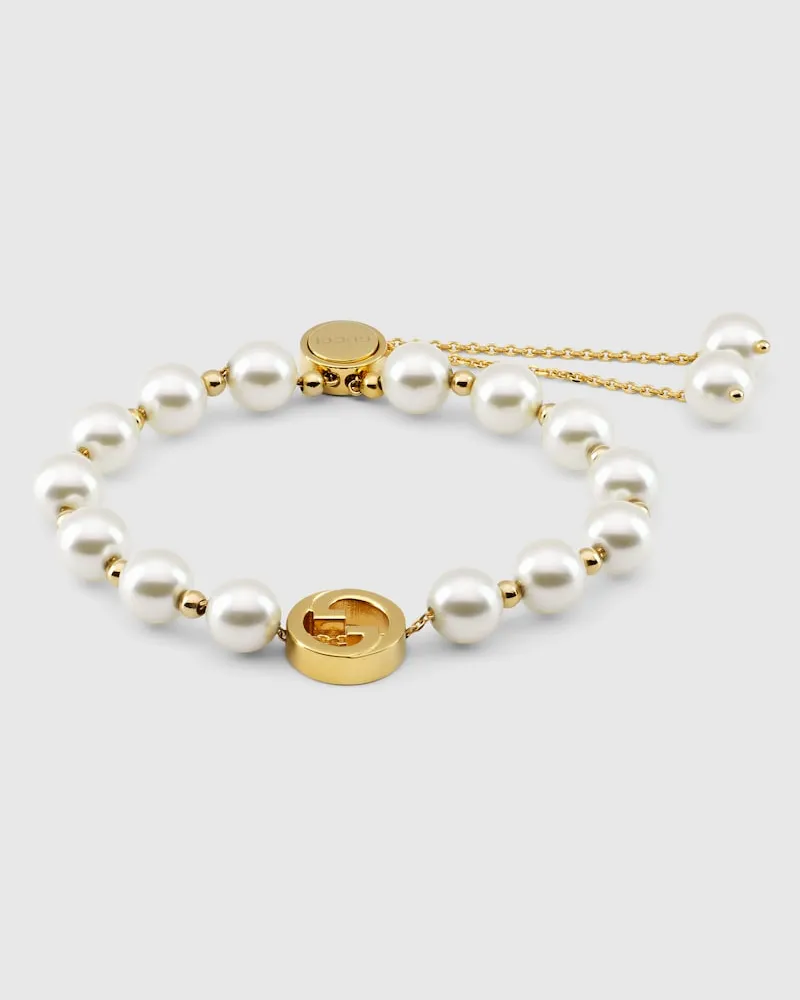 Gucci Interlocking Armband Mit Perlen Undefined