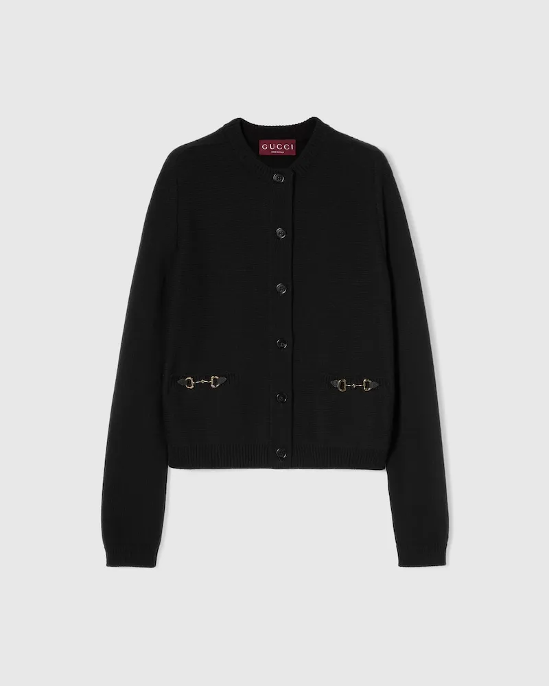 Gucci Cardigan aus Wolle Und Kaschmir Mit Horsebit, Größe Schwarz