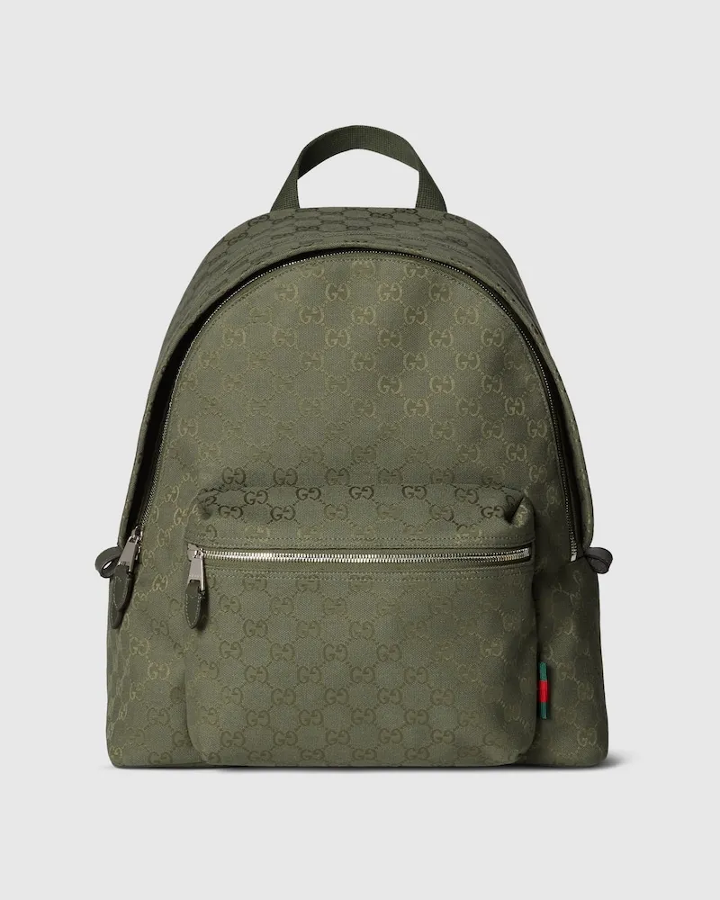 Gucci Mittelgroßer Rucksack aus GG Canvas Grün