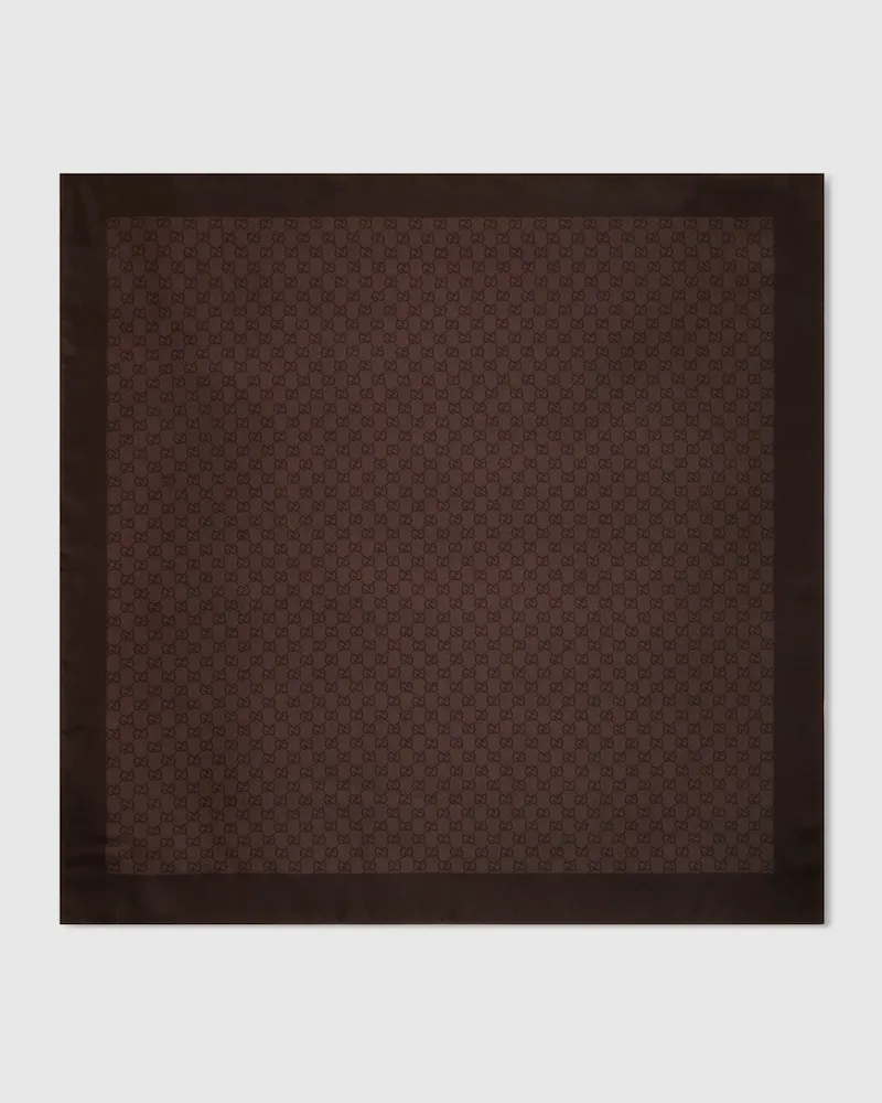 Gucci Vierecktuch aus GG Seidentwill-Jacquard Braun