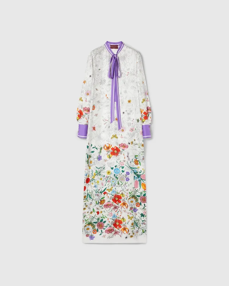 Gucci Kleid aus Baumwolle Mit Print, Größe Weiß