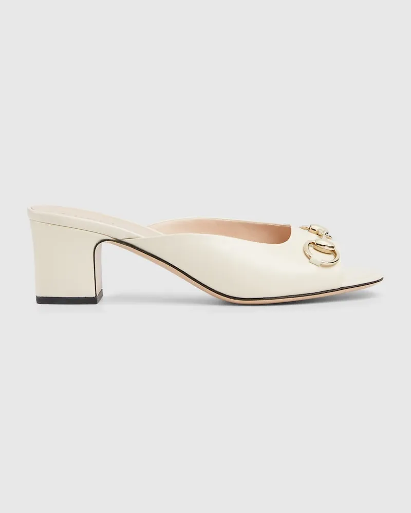 Gucci Damenpantolette Mit Horsebit, Größe Weiß