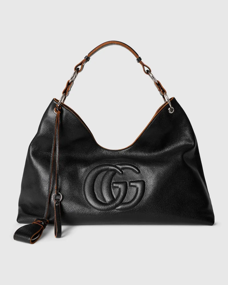 Gucci Große Schultertasche mit Doppel G Detail Schwarz