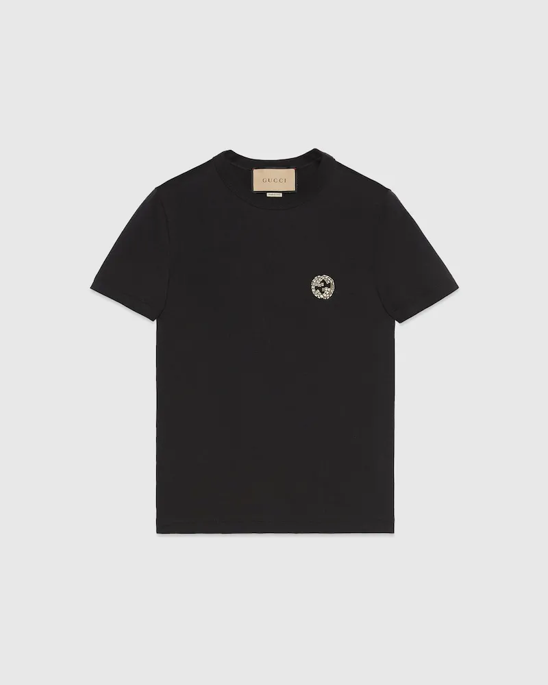 Gucci T-Shirt aus Baumwolljersey Mit GG, Größe Schwarz