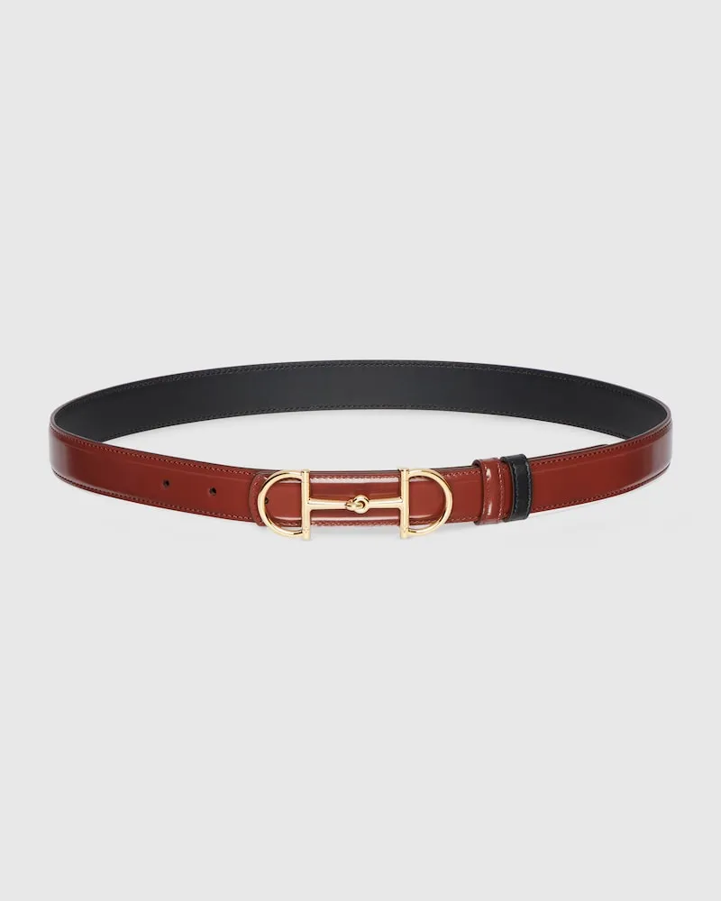 Gucci Reversible Horsebit Thin Belt, Größe 95 Braun