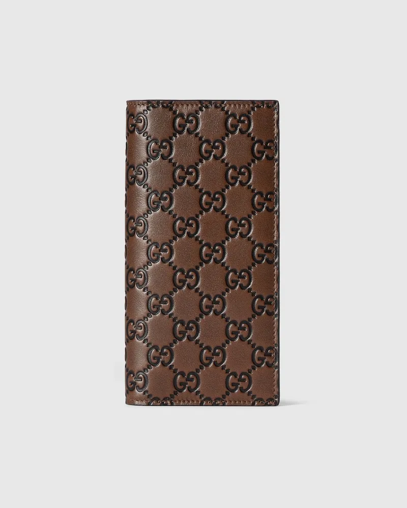 Gucci Längliche GG Emblem Brieftasche Braun