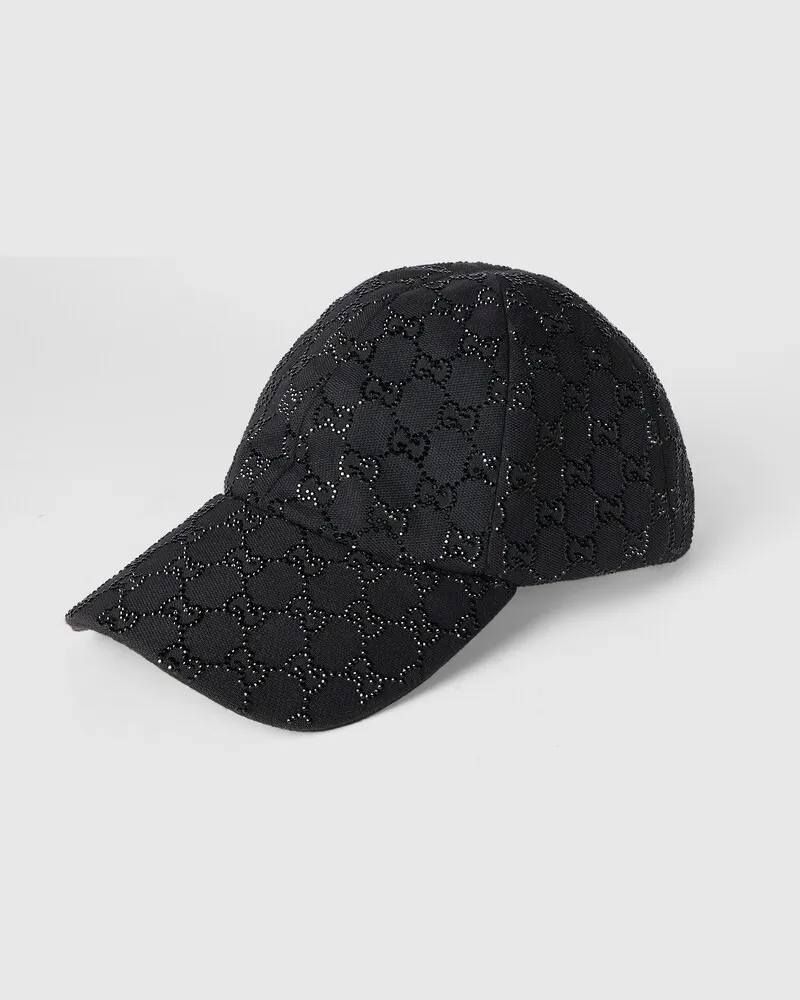 Gucci Baseballkappe aus GG Canvas mit Kristallen Schwarz