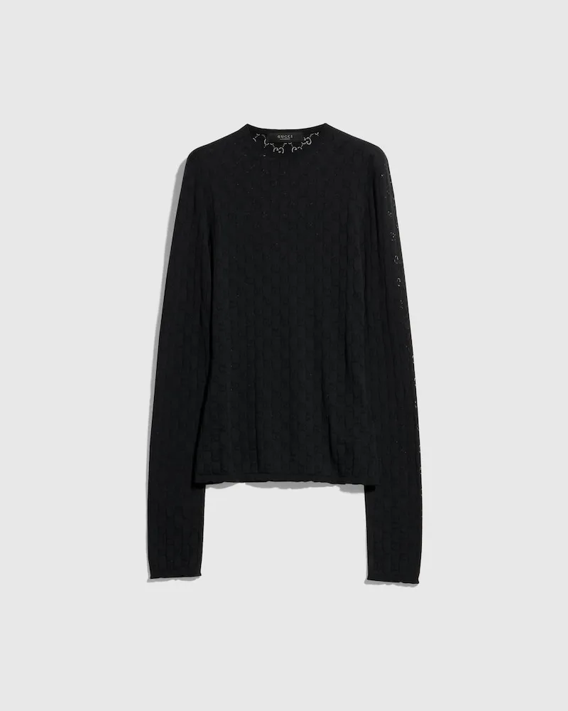 Gucci T-Shirt aus Baumwolle Mit Dévoré-Effekt Und GG, Größe Schwarz