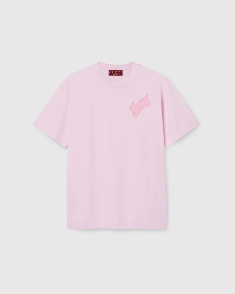 Gucci T-Shirt aus Baumwolljersey Mit Logo, Größe Pink