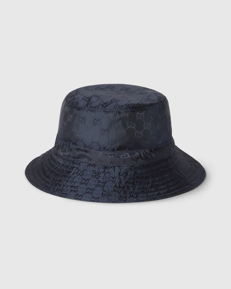 Gucci Wendbarer Fischerhut aus GG Nylon, Größe Blau