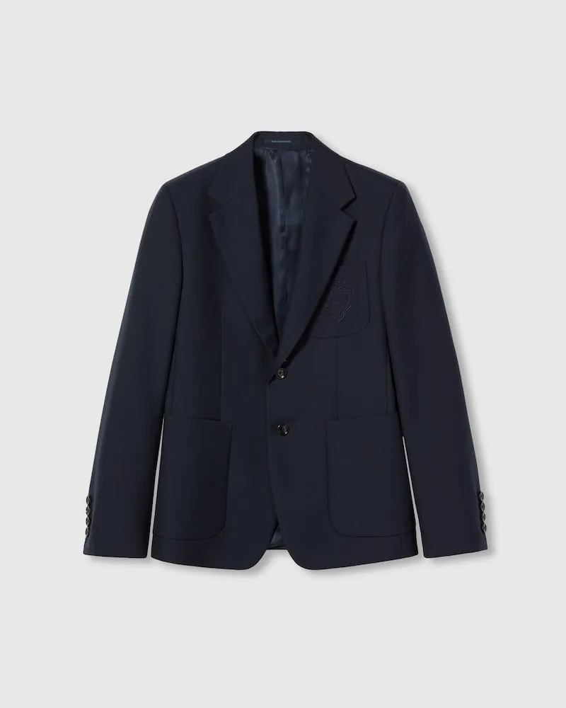 Gucci Jacke aus Drell Mit Liftboy-Stickerei, Größe Blau